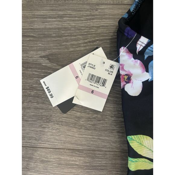 Island Escape Monterey One‎ Piece Underwire Black Floral Swimsuit Size 6 (e1) - Picture 6 of 7